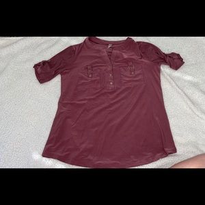 Silky Dark Blush Button Tee